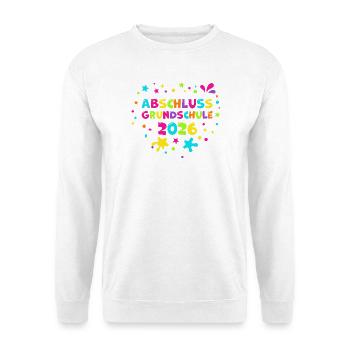 Abschluss 2026 Grundschule Farbenpracht - Unisex Pullover - Weiß - Vorne - Alina (178cm) & Michal (187cm)