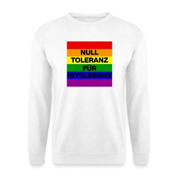 NULL TOLERANZ FÜR INTOLERANZ, GEGEN RECHTS, NO AFD - Unisex Pullover - Weiß - Vorne