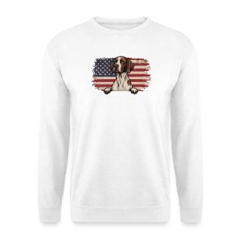 English Pointer US Flag - Pointer Dad Hunting Dog - Unisex Sweatshirt - white - Front
