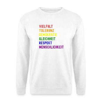 Vielfalt Toleranz Demokratie - Unisex Pullover - Weiß - Vorne