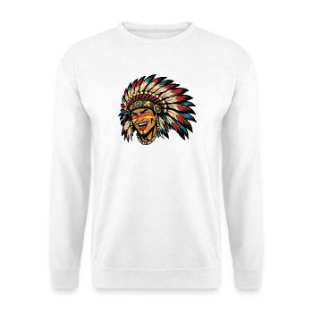 Lachender Häuptling Farbfeuer - Unisex Pullover - Weiß - Vorne