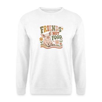 Friends Not Food Schwein Vegan Retro - Unisex Pullover - Weiß - Vorne