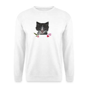 Kätzchen mit Herzen - Unisex Pullover - Weiß - Vorne