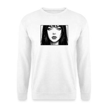 Portrait monochrome avec longs cheveux - Sweat-shirt Unisexe - blanc - Devant