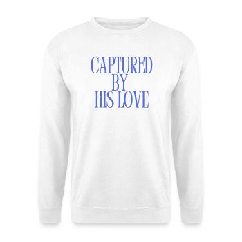 Gefangen von seiner Liebe Blue Christian Zitat - Unisex Pullover - Weiß - Vorne