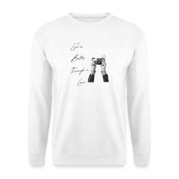 Life Is Better Through A Lens Vintage Camera Art - Unisex Sweatshirt - white - Front