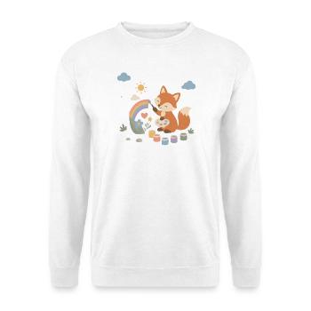 Fuchs malt einen Regenbogen - Unisex Pullover - Weiß - Vorne - Alina (178cm) & Michal (187cm)