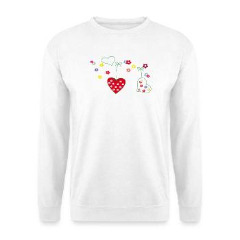 Herzen mit Blumenreigen - Unisex Pullover - Weiß - Vorne