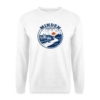 Vintage Minden Germany Circular Skyline Stamp - Unisex Pullover - Weiß - Vorne