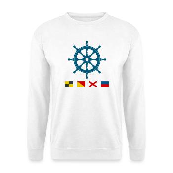 Love – Maritime steering wheel with signal flags - Unisex Sweatshirt - white - Front
