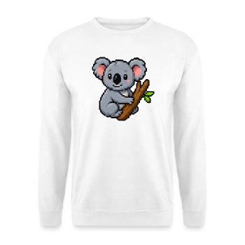 Pixel koala on a branch – retro forest motif - Unisex Sweatshirt - white - Front