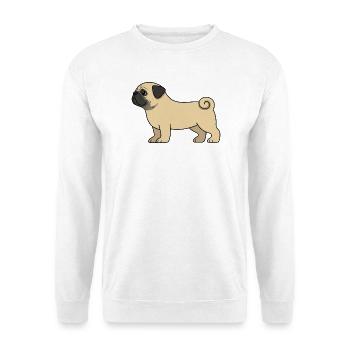 Pug Cartoon Drawing - Unisex Sweatshirt - white - Front