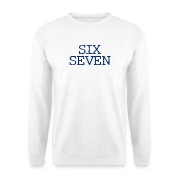 Six Seven - 67 - Typo - Meme - Basketball - Unisex Pullover - Weiß - Vorne - Alina (178cm) & Michal (187cm)
