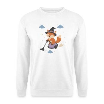 Fox with witch hat vacuuming - Unisex Sweatshirt - white - Front