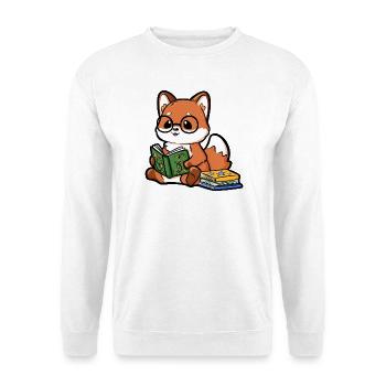 Reading fox with glasses and books - Unisex Sweatshirt - white - Front