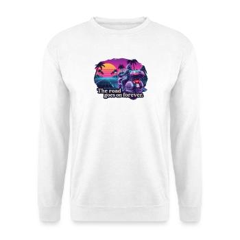 Retro biker on sunset background - Unisex Sweatshirt - white - Front