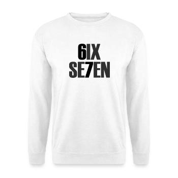 Six Seven - 67 - Meme - Basketball - 6-7 - Unisex Pullover - Weiß - Vorne - Alina (178cm) & Michal (187cm)