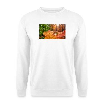 Autumn Leaf with Glass Ball and Forest Reflection - Unisex Pullover - Weiß - Vorne