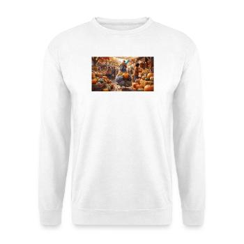 Cute Pigeon with Pumpkin at Autumn Market - Unisex Pullover - Weiß - Vorne