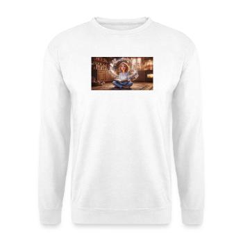 Magic of Reading: Girl with Flying Books in a Cozy - Unisex Sweatshirt - white - Front