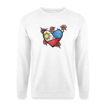 Cœur du drapeau philippin avec des roses - Sweat-shirt Unisexe - blanc - Devant