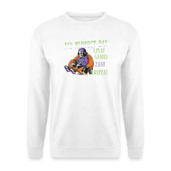 Skeleton Gamer Gaming Halloween - Unisex Pullover - Weiß - Vorne - Alina (178cm) & Michal (187cm)