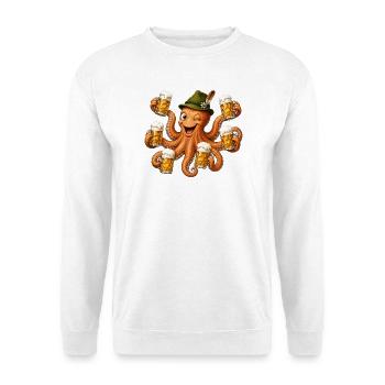 Lustige Krake mit Bierkrügen - Unisex Pullover - Weiß - Vorne