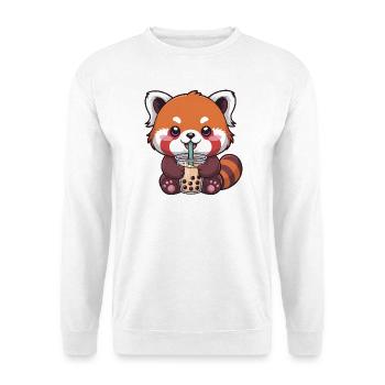 Le panda rouge de Kawaii buvant du bubble tea - Sweat-shirt Unisexe - blanc - Devant