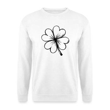 Kleeblatt Glück - Illustration - Unisex Pullover - Weiß - Vorne - Alina (178cm) & Michal (187cm)