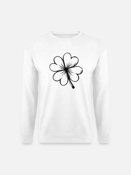 Kleeblatt Glück - Illustration - Unisex Pullover - Weiß