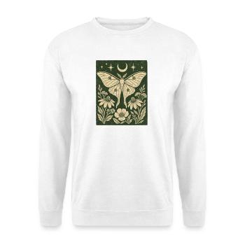 Mystischer Schmetterling Mond Blumen Vintage Natur - Unisex Pullover - Weiß - Vorne