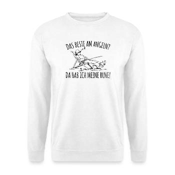 Angeln Da hab ich meine Ruhe Angler im Liegestuhl - Unisex Pullover - Weiß - Vorne