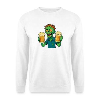 Glücklicher Zombie mit Bier - Unisex Pullover - Weiß - Vorne