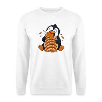 Dessin animé drôle du Pingouin aux crêpes - Sweat-shirt Unisexe - blanc - Devant
