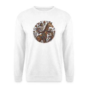 Ornament-Giraffe mit Blütenmuster - Unisex Pullover - Weiß - Vorne