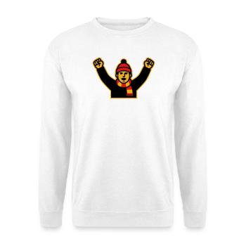 Jubelnder Fussball Fan Icon - Unisex Pullover - Weiß - Vorne