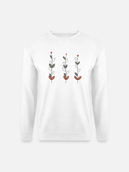 Trio minimalistischer Blumenstängel - Unisex Pullover - Weiß