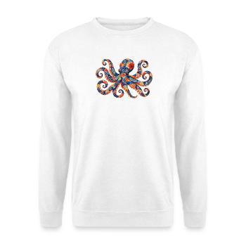Patchwork-Oktopus Farbenzauber - Unisex Pullover - Weiß - Vorne
