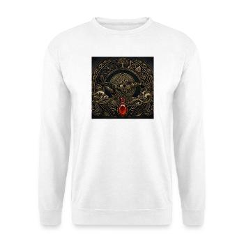 Mechanischer Wal mit rotem Edelstein - Unisex Pullover - Weiß - Vorne