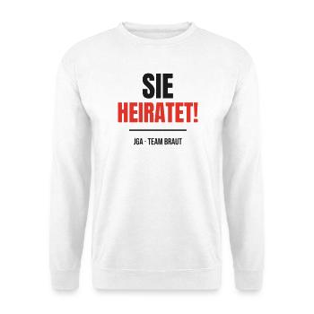 Sie heiratet Junggesellinnenabschied Team Braut - Unisex Pullover - Weiß - Vorne - Alina (178cm) & Michal (187cm)