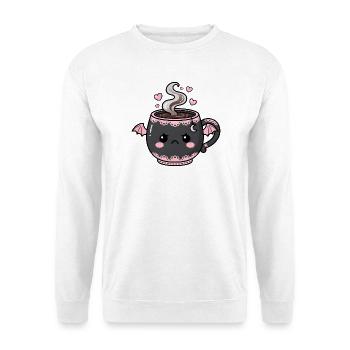 Kawaii Grusel-Tasse mit Flügeln - Unisex Pullover - Weiß - Vorne