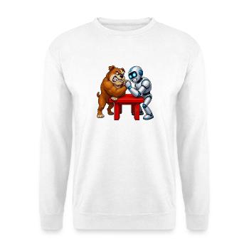 Robot nerveux de bras de fer de bouledogue - Sweat-shirt Unisexe - blanc - Devant