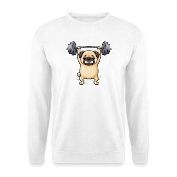 Pug Dog Fitness Weightlifter Dumbbell Gym - Unisex Sweatshirt - white - Front