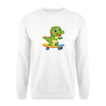 Petit dinosaure vert sur le skateboard – Skater Fun - Sweat-shirt Unisexe - blanc - Devant