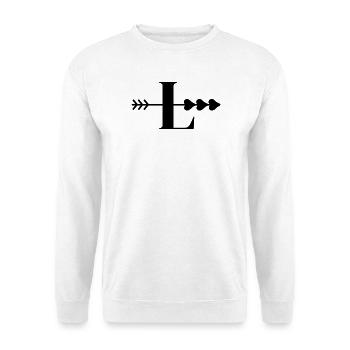 Letter I, Pfeilherz - Unisex Pullover - Weiß - Vorne - Alina (178cm) & Michal (187cm)