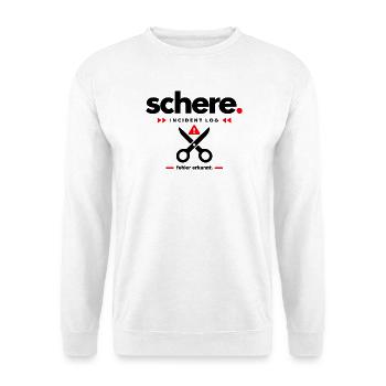 Roter Warnhinweis Icon Print - Unisex Pullover - Weiß - Vorne - Alina (178cm) & Michal (187cm)