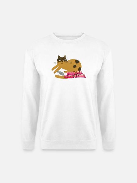 Füttere mich und lass Katze Illustration - Unisex Pullover - Weiß