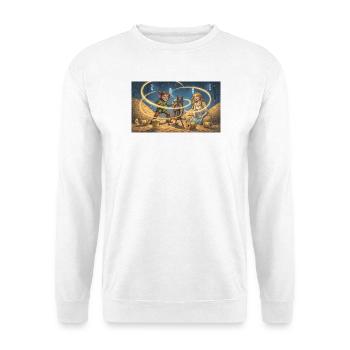 Rumpelstilzchen spinnt Stroh zu glänzendem Gold - Unisex Pullover - Weiß - Vorne - Alina (178cm) & Michal (187cm)