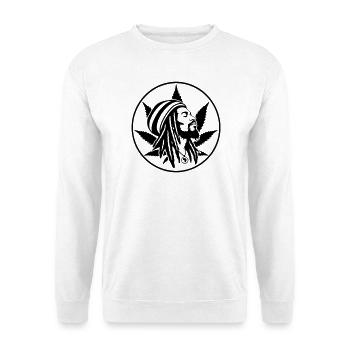 Rasta Cannabis - Unisex Pullover - Weiß - Vorne - Alina (178cm) & Michal (187cm)