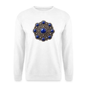 Zeeland-Knopf-Blau - Unisex Pullover - Weiß - Vorne - Alina (178cm) & Michal (187cm)